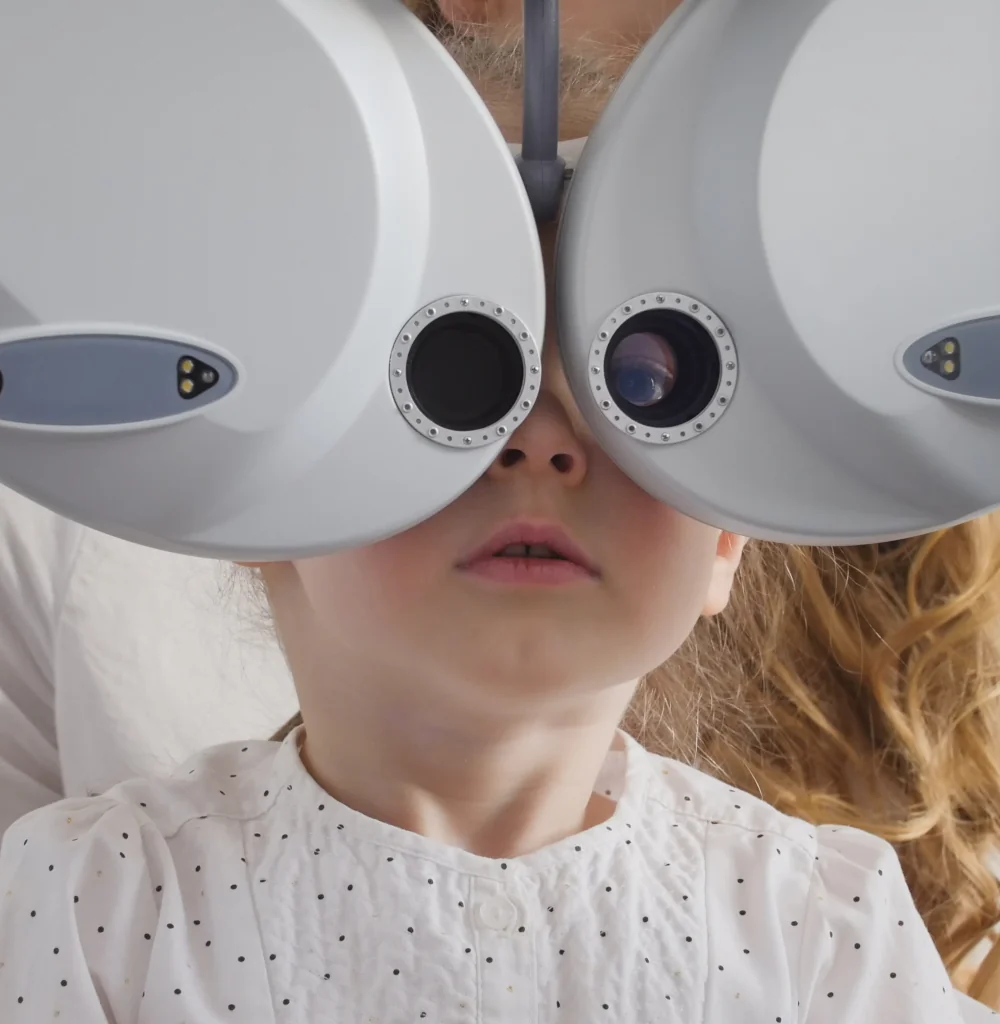 Young patient receiving an eye examination